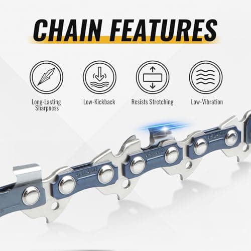 3 Pack 16 Inch Semi-Chisel Chainsaw Chain, 3/8"LP Pitch .043" Gauge 56 Drive Links Replacement Saw Chain Compatible with Craftsman Poulan Husqvarna Greenworks - Thumbnail 4
