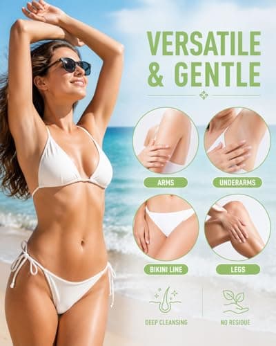 Hair Removal Cream for Women & Men, Gentle & Fast Body Hair Remover, Smooth Skin Finish, Suitable for Legs, Arms, Underarms & Bikini Area, Soothing Formula for Sensitive Skin - Thumbnail 5