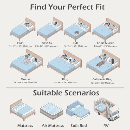Hansleep Memory Foam Mattress Pad Topper Queen, Queen Foam Mattress Topper Viscose Derived from Bamboo, Queen Size Bed Mattress Pad Cover for Back Pain Relief, 60" x80", White - Thumbnail 4