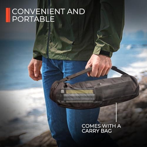 Mlogiroa Rechargeable LED Work Light with Stand - Cordless Work Lights Kit 3 Page Head,500/1000/2000 Lumen 3500/6500K Dimmable 6AH Camping Light with Detachable Tripod,Hooks and Carrying Bag - Thumbnail 3