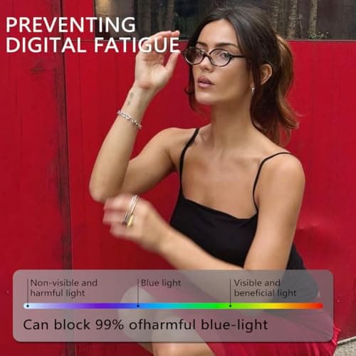 YDAOWKN Oval Blue Light Blocking Glasses for Women Men,Glasses Frame Bluelight for Gaming/Computer/Screen - Thumbnail 3