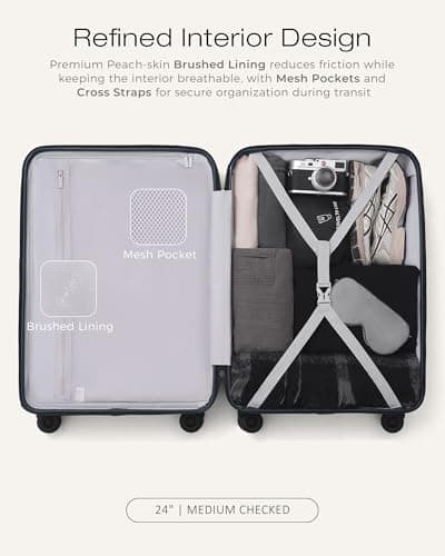 Coolife Luggage 3 Piece Set Hardside Lightweight Suitcases: Upgraded Durable PC Travel Luggage with Dual Spinner Wheels & TSA Lock, 20/24/28 (20'' Expandable Only), Navy - Thumbnail 6