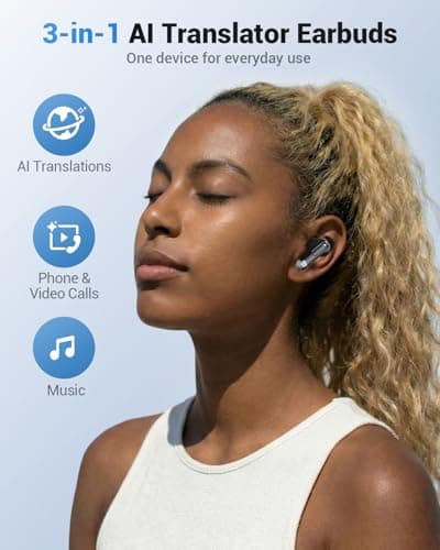 AI Translation Earbuds Real Time, 157 Languages 2-Way Translator Earbuds with Call Translation, 3-in-1 Interpreter, 40H Playtime, Audifonos Traductores Inglés Español for Travel Business Learning - Thumbnail 6