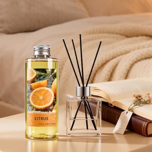 STRN Reed Diffuser Oil Refill, Citrus Scented Diffuser Oil Refills with 6 Reed Sticks 200ML(6.8fl.oz), Room Fresheners for Home, Long-Lasting Fragrance for Living Room, Bedroom, Office, Home Décor - Thumbnail 5