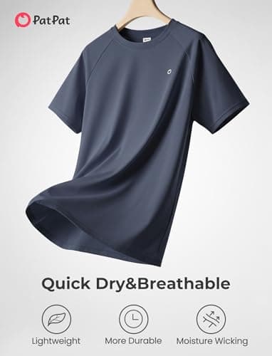 PATPAT Men's Short Sleeve Active T-Shirt Quick Dry Athletic Tee Running Swim Tops Summer Moisture Wicking Shirts, Dark Blue, XXL - Thumbnail 4