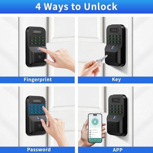 Fingerprint Keyless Entry Door Lock - Deadbolt Smart Locks for Front Door, Biometric Door Lock with Backlit Keypad, Electronic Digital Lock, Auto Lock, APP Control, Easy Installation - Thumbnail 3