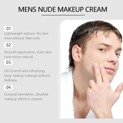 Men's Tinted Moisturizer with Shea Butter - Lightweight, Fragrance-FreeNatural-Looking Coverage, Hydrating & Oil-Free, Water & Sweat Resistant for All-Day Wear, Non-Greasy Formula (Nude Tone1.76oz) - Thumbnail 3