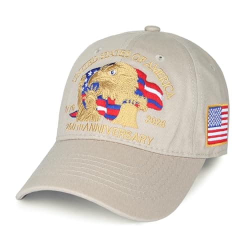 250th Anniversary USA Hat 1776-2026, Adjustable Unisex Patriotic Baseball Cap with American Bald Eagle Flag Embroidered Design - Image 1