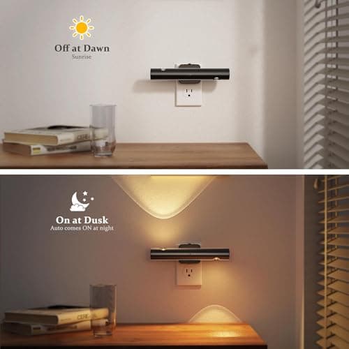 JandCase LED Night Light with 180° Rotatable Plug, Modern Night Lights Plug into Wall, 0-100LM Dimmable Night Light with Dusk-to-Dawn Sensor, for Bathroom Hallway Bedroom Stairway, 1 Pack - Thumbnail 3
