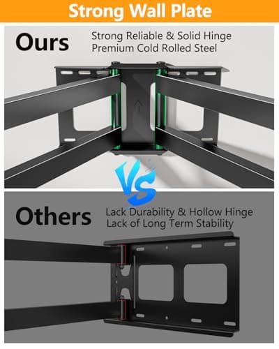 FORGING MOUNT Full Motion TV Wall Mount for 50-90 inch TVs, Heavy Duty Articulating Arm Holds 198 lbs with 43 Inch Long Extension, Fits Flat/Curved Screens, Max VESA 600x400mm - Thumbnail 4