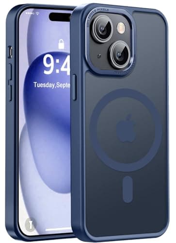 Newfuture Magnetic for iPhone 15 Case [Compatible with Magsafe] [Military Grade Drop Protection] Translucent Matte Anti-Fingerprint Shockproof Phone Case for iPhone 15 6.1 inch, Navy Blue