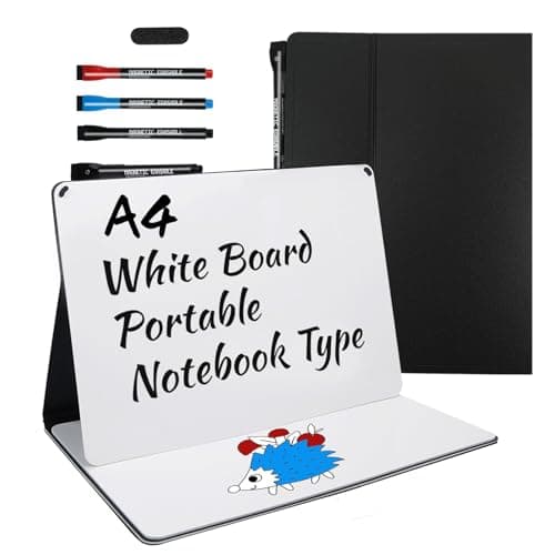 Portable White Board Small Dry Erase Board, 9" x 12" Double Sided Foldable whiteboard with 3 Pens, A4 Reusable Notebook with Storage Mesh Bag for Study, Meeting, Draft, Notes, Doodling