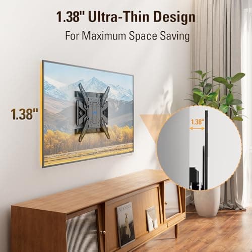 Mounting Dream Ultra Slim Full Motion TV Wall Mount, Low Profile Articulating TV Mount for 26 to 75 Inch TVs - Smooth Extension, Swivel, Tilt, Fits 16" Studs, Max VESA 400x400mm, Holds 88lbs - Thumbnail 2