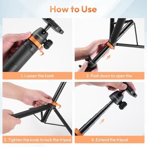 Rubesee Selfie Stick Tripod for Gopro Camera, 62" Extendable Tripod Stand with 360° Ball Head 1/4" Screw, Portable Lightweight Camera Tripod for GoPro Max Hero 13 12 11 10 9 8 DJI OSMO Action Camera - Thumbnail 6