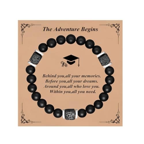 Ediseng Personalized Graduation Gifts for Him Her,Beaded Bracelet for Men,2025 Graduation Gifts for College/High School/Masters Degree/8th Grade/5th Grade/Middle School/Phds (silver partition)