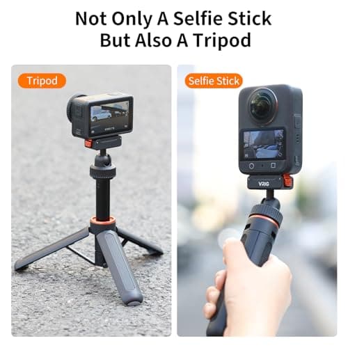 VRIG 40cm/15.7" Telescopic Selfie Stick Tripod for DJI Osmo Action 5 Pro/ 4/ Osmo 360, AC-79 Action Camera Vlog Handle Grip with Ball-Head Magnetic Quick Release Mount Adapter - Thumbnail 5