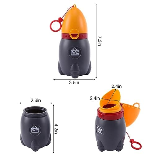 DIJIAMEIYA Portable Potty for Kids – Leak-Proof Rocket Travel Urinal for Boys & Girls, Lightweight Road Trip Essential for Car, Camping, Potty Training, Easy-Clean Reusable Pot(Vitality Orange) - Thumbnail 5