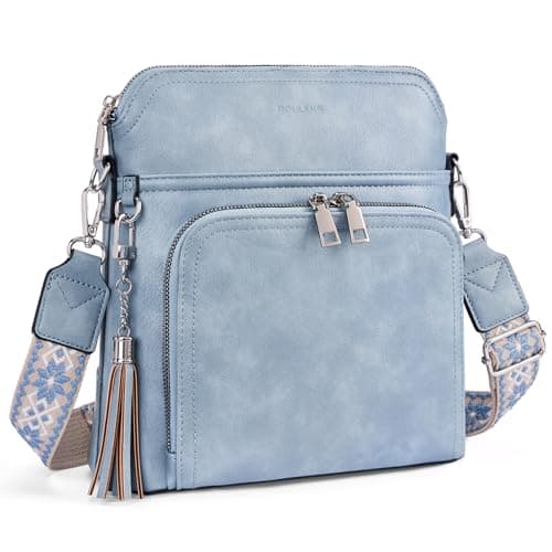 Roulens Crossbody Purse for Women Vegan Leather Medium Crossbody Wallet Bag for Travel Women Shoulder Handbags with Tassel - Image 1