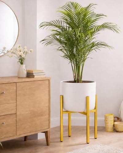 RAINBLELAND Gold Metal Plant Stand for Indoor Plants, Adjustable Heavy Duty Plant Stand Fits 8-14 Inch Pots, Modern Brass Flower Pot Holder with Anti-Scratch Feet, Mid Century Indoor Plant Stand - Thumbnail 2