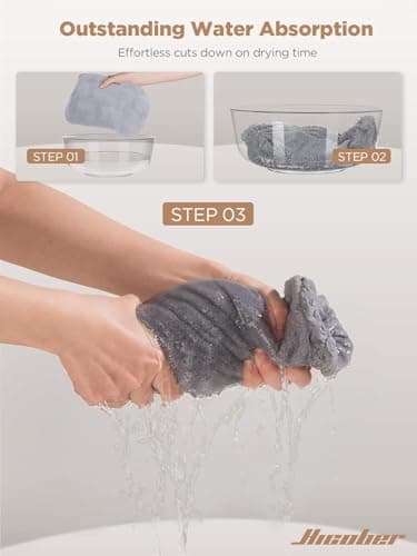 Hicober Microfiber Hair Towel, 2Packs Hair Turbans for Wet Hair, Drying Hair Wrap Towels for Curly Hair Women Anti Frizz(Pink,Grey) - Thumbnail 6