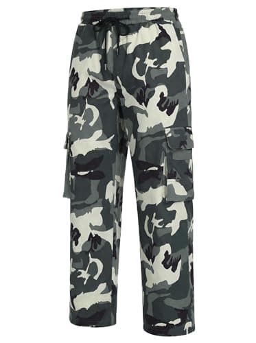 Men's Camo Drawstring Waist Cargo Pants Camouflage Cargo Work Pants - Image 1