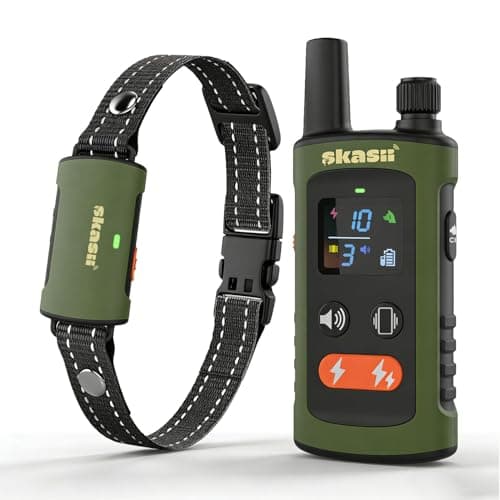 Skasii Dog Training Collar with Remote - 4500FT, IPX8, 0-150 Lbs, Dog Shock Collar with 4 Training Modes, Security Lock, Rechargeable e-Collar, Outside Use, for Small Medium Large Dogs, Green