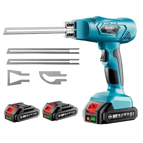 SEESII Cordless Foam Cutter: Electric Hot Knife Kit with 2×2000mAh Batteries,120W Power (Max 842°F) Air-Cooled Styrofoam Cutting Tool with 4 Blades for Rope,Fabric,EPP,EPS, XPS,EPE,PU,KT Board - Image 1