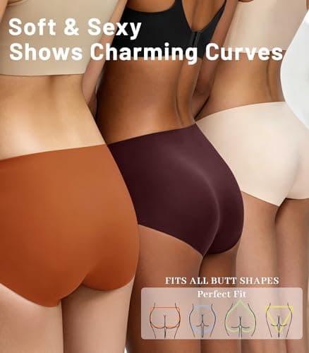 ETOSELL Women's Seamless Underwear High Waisted No Show Panties Full Coverage Silky Stretch Briefs Soft Comfort 6 Pack - Thumbnail 4