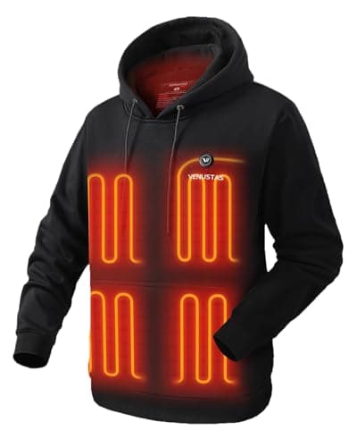 Venustas Unisex Pullover Heated Hoodie with Battery Included, Heated Sweatshirt for Men and Women Black - Image 1