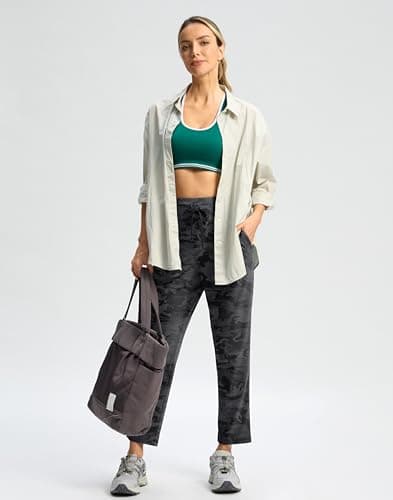 G Gradual Womens Pants High Waisted Golf Pants 2 Deep Pockets 7/8 Ankle Joggers for Athletic Travel Casual Lounge Work, Grey Camo, Medium - Thumbnail 3