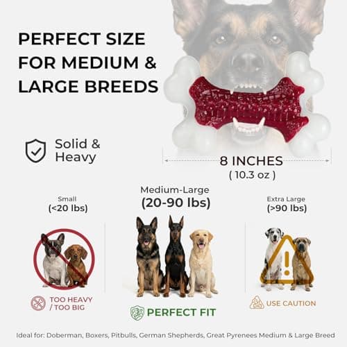 Kseroo Tough Dog Toys for Aggressive Chewers: Beef Flavored Hard Nylon Bones, Dog Chew Toys for Medium Large Breed Dogs (20-90 lbs), Red - Thumbnail 5