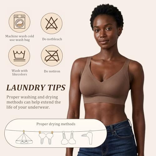 Ga0amm Women's Undergarment Bras Featuring a Wire-Free and Seamless Design, offering Substantial Support(2 Pack) (US, Cup Band, XX-Large, B, DD, Brown) - Thumbnail 5