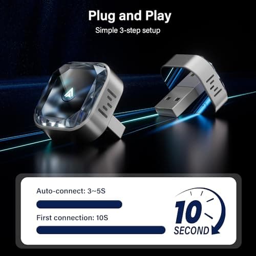 Wireless CarPlay Adapter for Apple iPhone & Android Auto Dongle Plug and Play 2-in-1 Wireless Dongle Bluetooth 5.4 Car Play Adapter Mini Sized & Fast Connection - Thumbnail 6