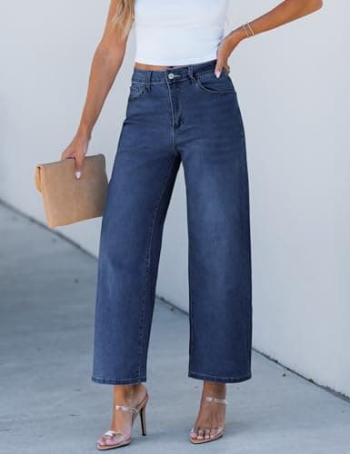 luvamia Wide Leg Jeans Woman Trendy Cropped Jeans for Women Baggy Jeans Classic Blue Wide Leg Jeans Women High Waisted Wide Leg Pants Women Jeans Women Baggy Jeans Size X-Large Fits Size 16 Size 18 - Thumbnail 6