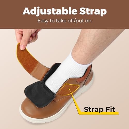 FitVille Diabetic Shoes for Men Extra Wide Comfortable Leather Walking Shoes Hook & Loop Orthopedic Dress Sneakers for Edema and Swollen Feet (X-Wide 12.5, Marmalade) - Thumbnail 3