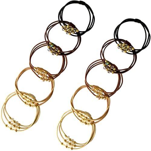 UaiUya 10pcs Small Gold Bead Hair Ties Elastic Ponytail Holder for Women, Ideal Gifts for All Hair - Image 1