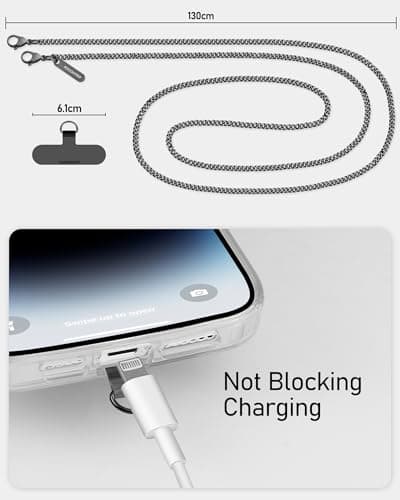 ROCONTRIP Phone Chain Crossbody Phone Strap with 2 Tether Tabs Detachable iPhone Lanyard Chain for All Phones Premium Metal Buckles,Non-rust,Unbreak Cellphone Neck lanyard for Travel Essentials - Thumbnail 4