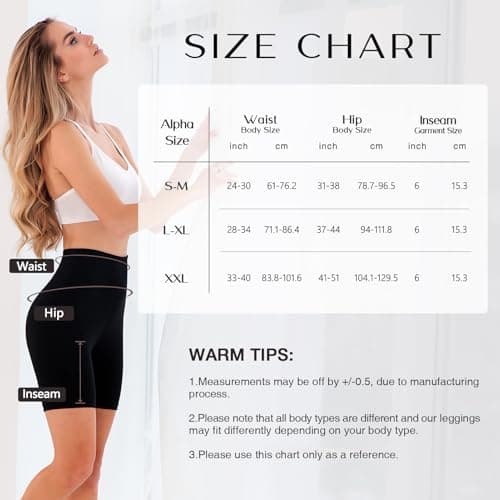 Leafigure 2 Pack Biker Shorts for Women 6" High Waisted Gym Shorts for Yoga Workout Black L-XL - Thumbnail 6