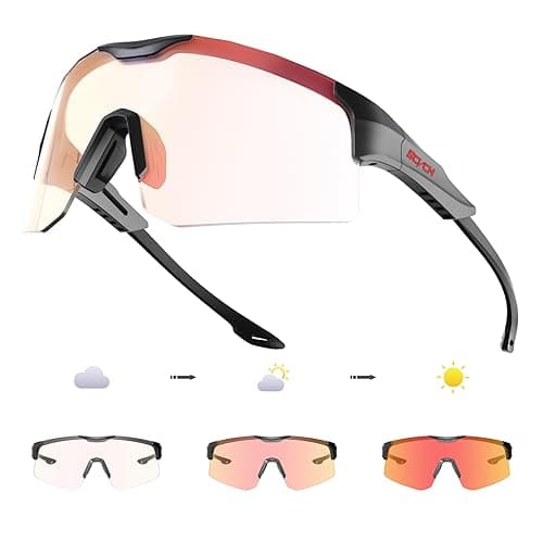 SCVCN Photochromic Cycling Glasses for Men Women UV400 Youth Sports Glasses for Running Baseball Golf