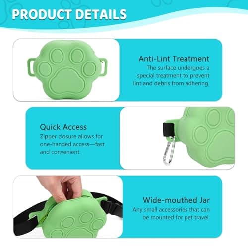 WINPAWS Dog Treat Pouch with Training Clicker and 2 Poop Bags, 1.8 Cup Small Sealable Zipper Silicone Fanny Pack with Waist Belt, Pet Puppy Training & Walking Essentials (Green) - Thumbnail 5