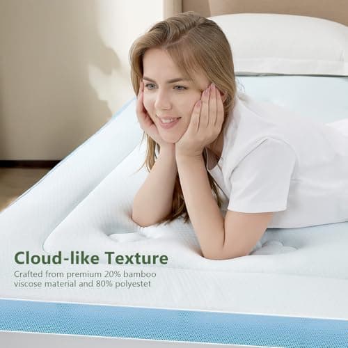 Hansleep Memory Foam Mattress Pad Topper Queen, Queen Foam Mattress Topper Viscose Derived from Bamboo, Queen Size Bed Mattress Pad Cover for Back Pain Relief, 60" x80", 60" x80", White - Thumbnail 4