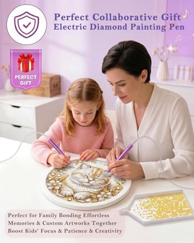 Electric Diamond Painting Pen Vacuum Drill Tool Kit,Diamond Art Pens No Wax Needed with Accessories,E-Painter Vacuum Pen for Diamond Painting Storage Tray,Diamond Art Pen Tools Kit for Adults(Pink) - Thumbnail 4