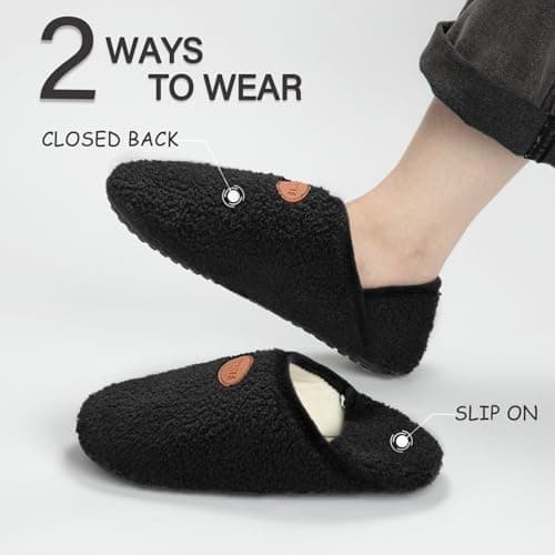 ATHMILE House Slippers for Women Men Microfiber Barefoot Shoes Slip On Slipper Socks Indoor Non Slip Foldable Lightweight for Travel Yoga Home Dark Black - Thumbnail 3