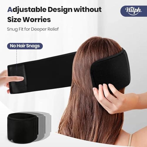 Hilph Adjustable Migraine Relief Cap with Thickened Gel Cold Compress, Headache Relief Cap, Face Cooling Mask Gel Head Wrap for Tension, Stress & Hangover, Soothing Gifts for Women Men Black - Thumbnail 2