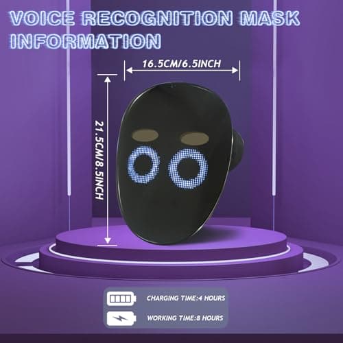 MOYACA Led Mask with Voice Recognition Gesture Sensing, Light up Mask with Programmable App Customize Patterns, Cool Toys Gifts for Halloween Christmas Costume Party - Thumbnail 3