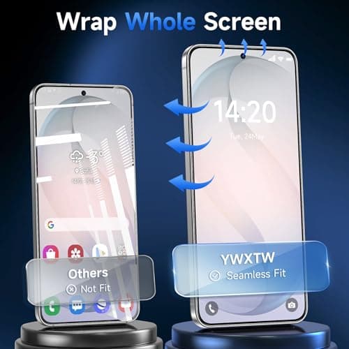 YWXTW Anti Reflective Screen Protector for Samsung Galaxy S26+, [Bubble Free] Anti Glare & EZ Unlock Tempered Glass S26+ Accessories, Case Friendly, 2 Pack - Thumbnail 3