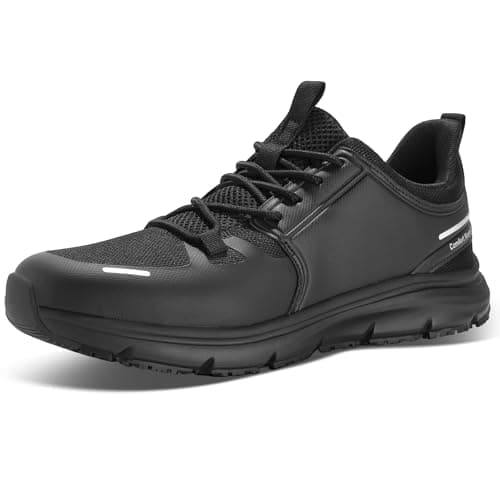 Wirpex Men's Slip Resistant Work Shoes Water Resistant Chef Kitchen Shoes Comfortable Lightweight Food Service Restaurant Sneakers Breathable Casual Black Walking Shoes Size 8