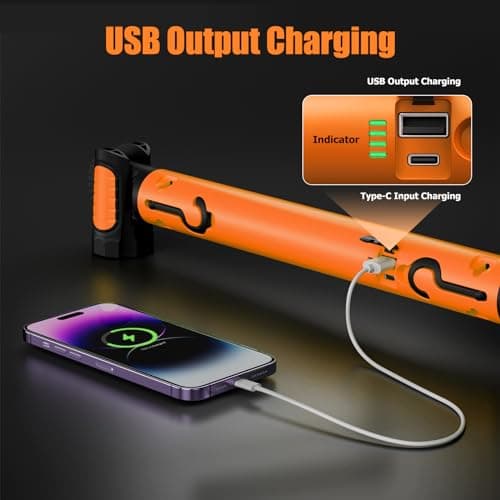 Mechanic Work Light, wokelux 3000LM LED Work Light, 5200mAh Rechargeable Magnetic Work Light, Underhood Cordless Work Lights with Hooks for Mechanics Inspection Workshop Emergency - Thumbnail 4