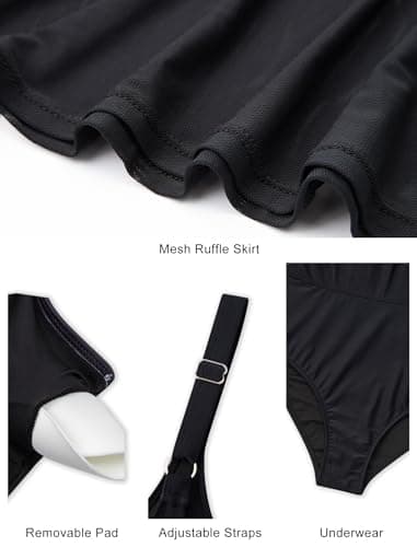 Arolina Shapewear Swimsuits for Women Swim Dresses Tummy Control Swimsuits Slimming One Piece Swim Skirts Bathing Suit 2026 Black S - Thumbnail 5