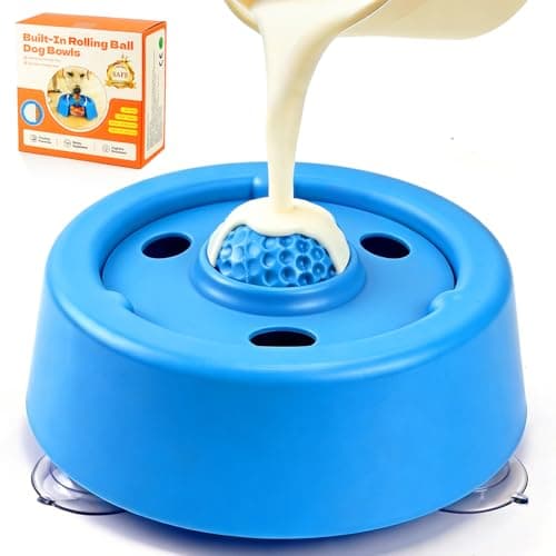 Dog Lick Bowl, Food‑Grade Licking Bowl for Bone Broth & Yogurt, Interactive Slow Eating Toy for Anxiety Relief Boredom, Anti Slip Base Slow Feeder Dog Lick Bowls Rolling Ball - Image 1